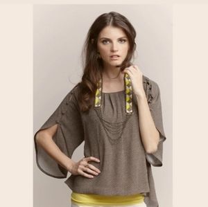 Maeve brown and white polka dot blouse M